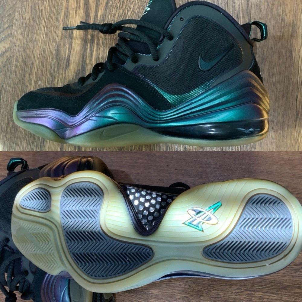 Nike Air Penny 5 Invisibility Cloak Black Iridescent 537331-002 Mens Size 6
